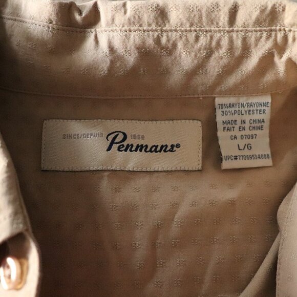 Penmans Men's Tan Large‎ Collared Button Down Pocket Long Sleeve Dress Shirt - Picture 11 of 11